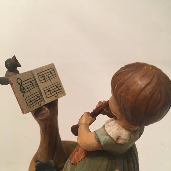 Vintage Wooden  Girl Playing Flute - Picture 8 of 11